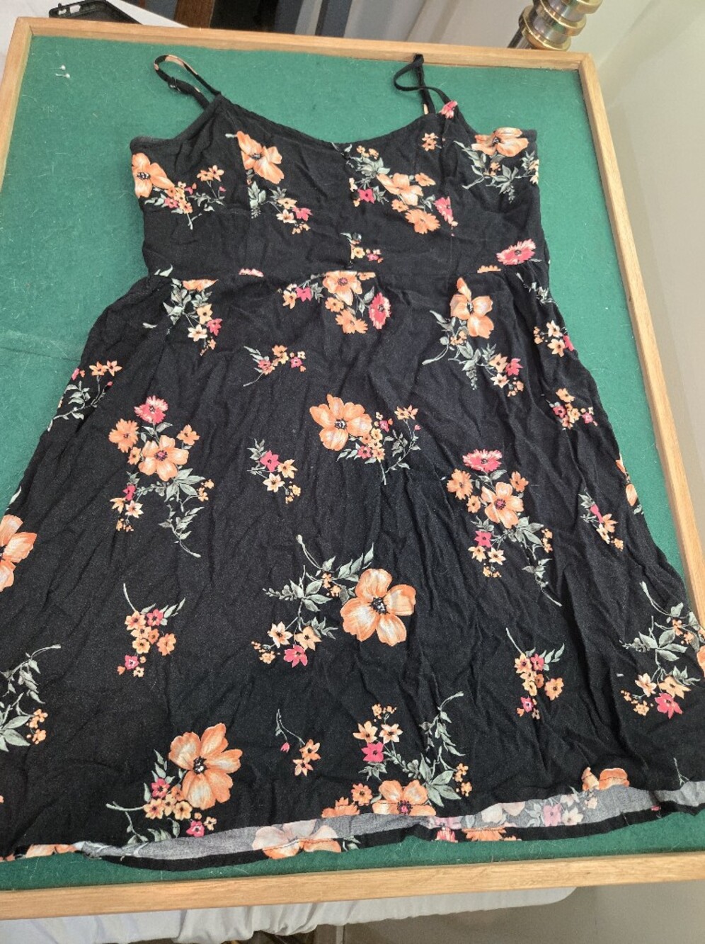 H&M Black Dress with Orange and Pink Floral Pattern